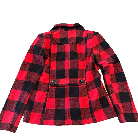 Rampage Women’s Buffalo Check Plaid Pea Coat Double Breasted Jacket Size Medium - Picture 7 of 7